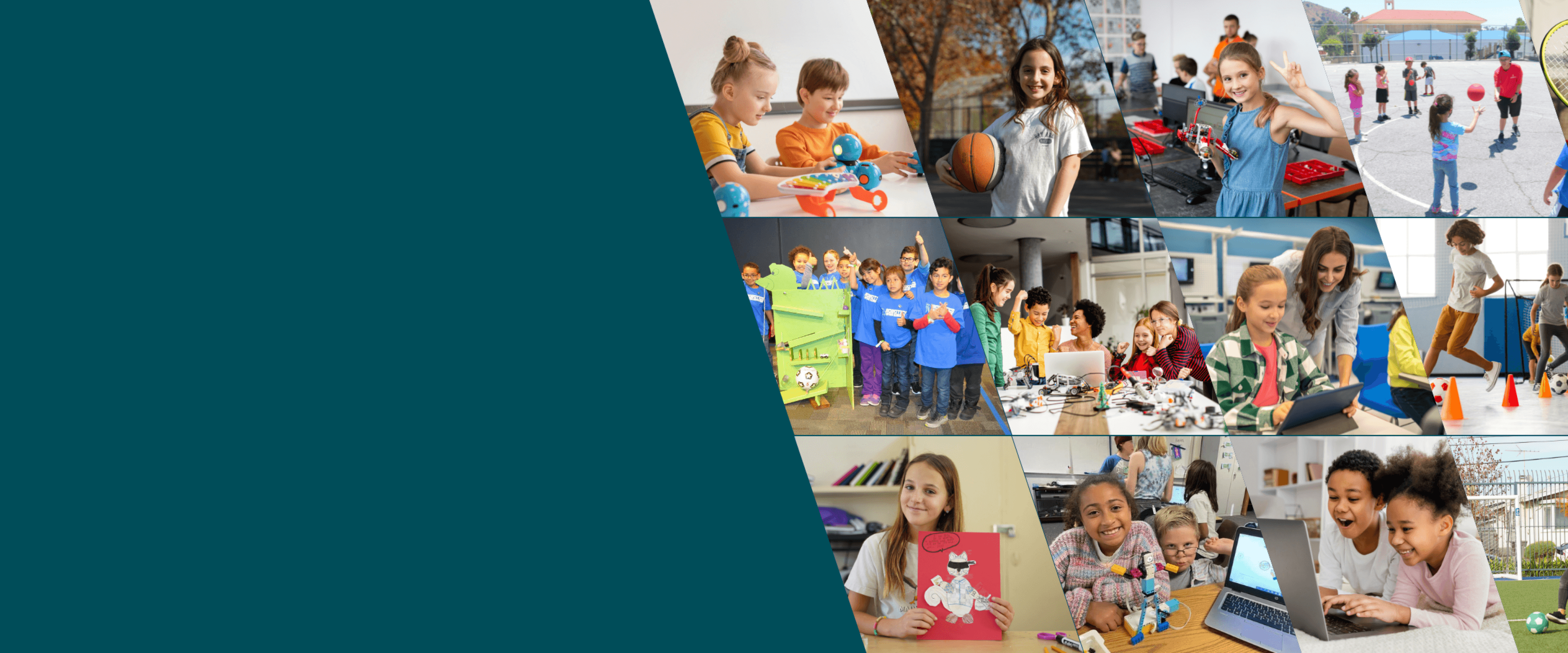 A background image of children playing and having fun