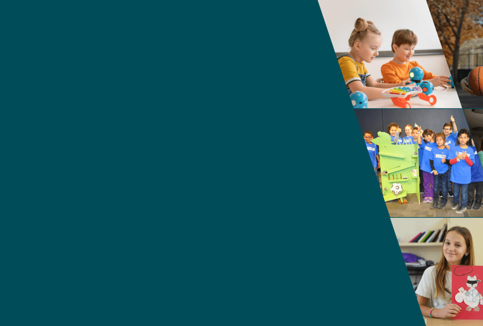 A background image of children playing and having fun