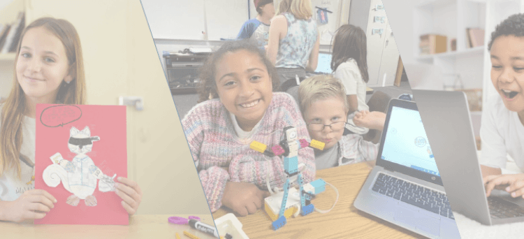 A background image of children playing and having fun